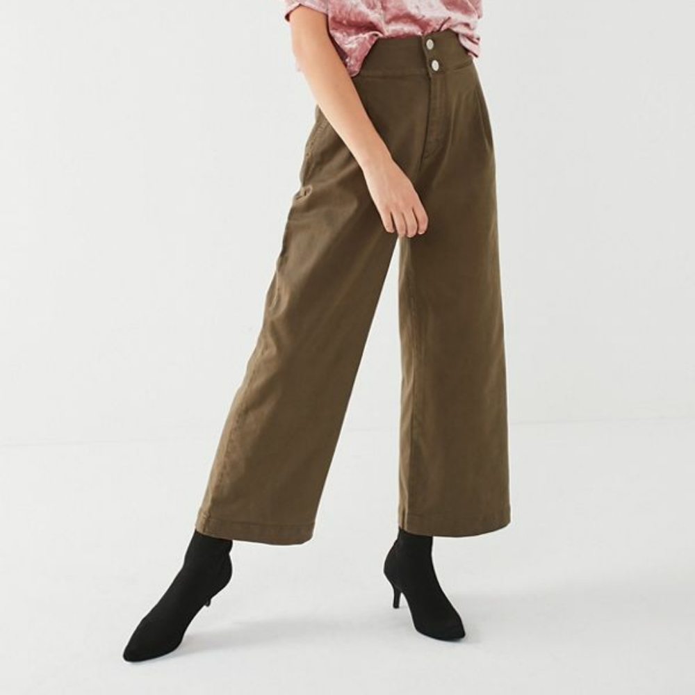 BDG High Waisted Wide Leg Pants (Olive)